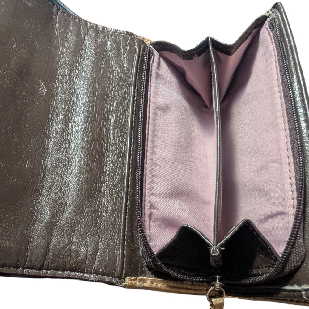 Metallic Gold Coach Embossed Trifold Wallet - Picture 10 of 16